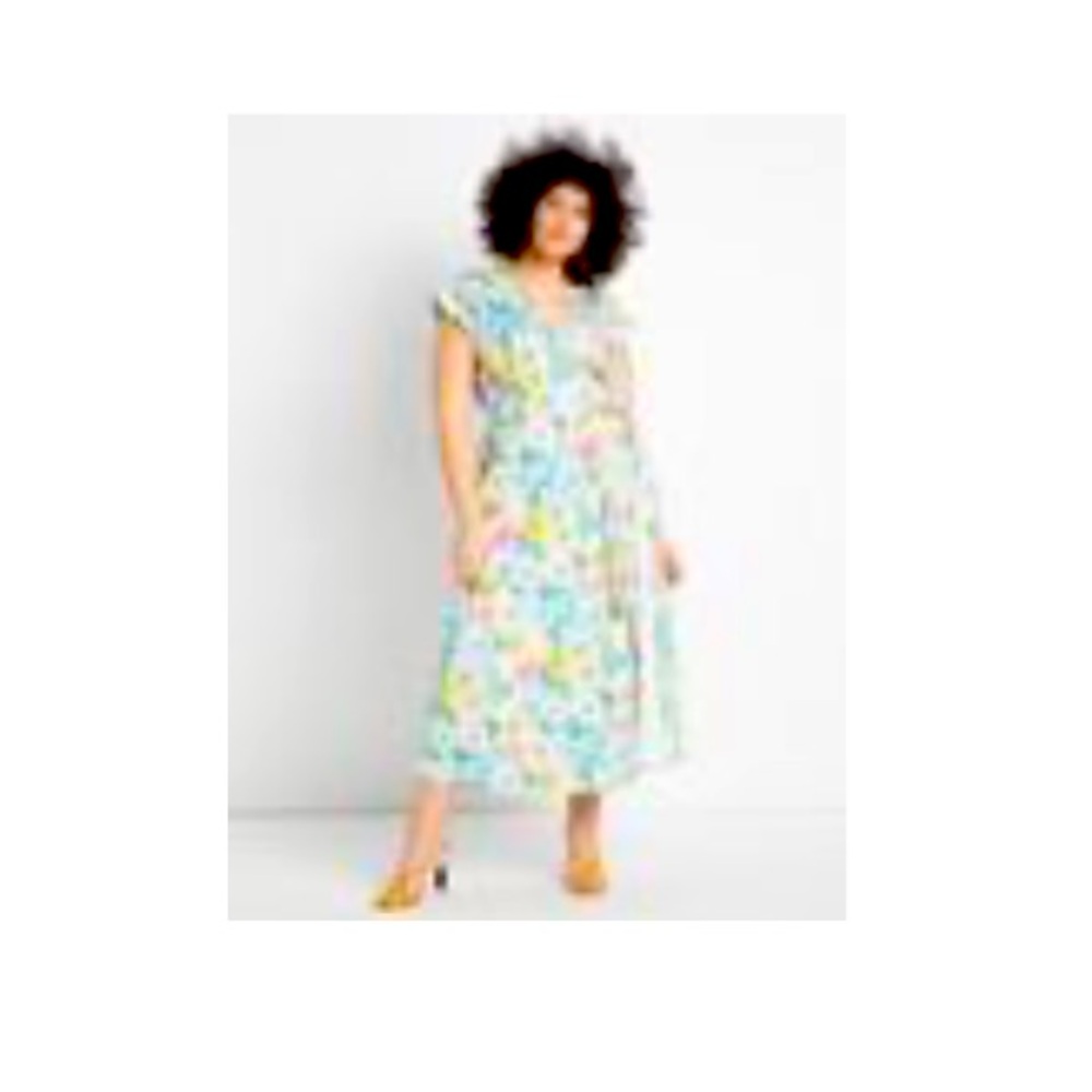 Eloquii floral satin wrap style maxi dress barbiecore spring